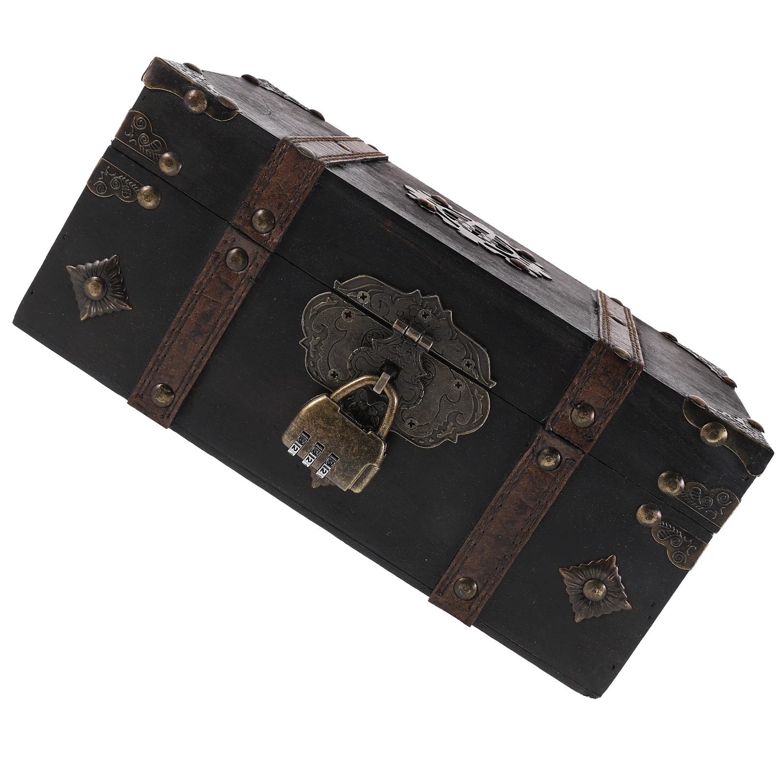 

Wooden Storage Box Grey 3Digit Lock Jewelry Organizer Tool Case Keepsake Container Desktop Trinket Box Wooden Treasure Chest