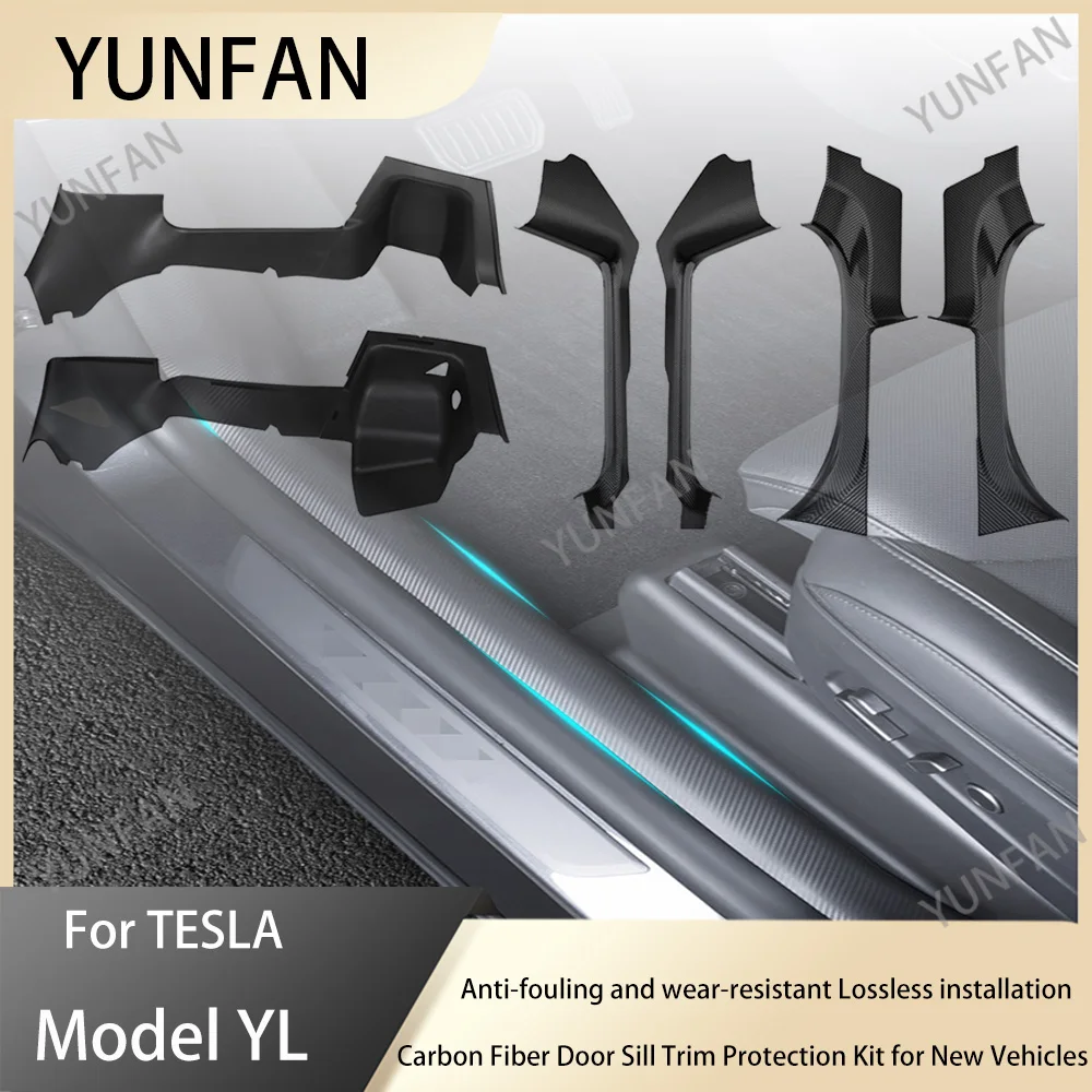 

For Tesla Model YL 2026 Interior Accessories TPE Waterproof Front Rear Door Sill Protector Anti-Kick Threshold Guard