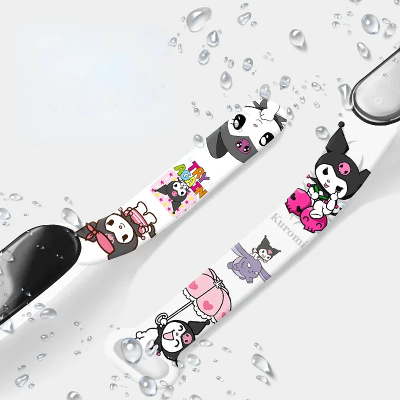 Sanrio Kuromi Strap for Xiaomi Mi Band 3/4/5/6/7 Cute Cartoon Silicone Sport Watch Replacement Wristband Smartwatch Accessories