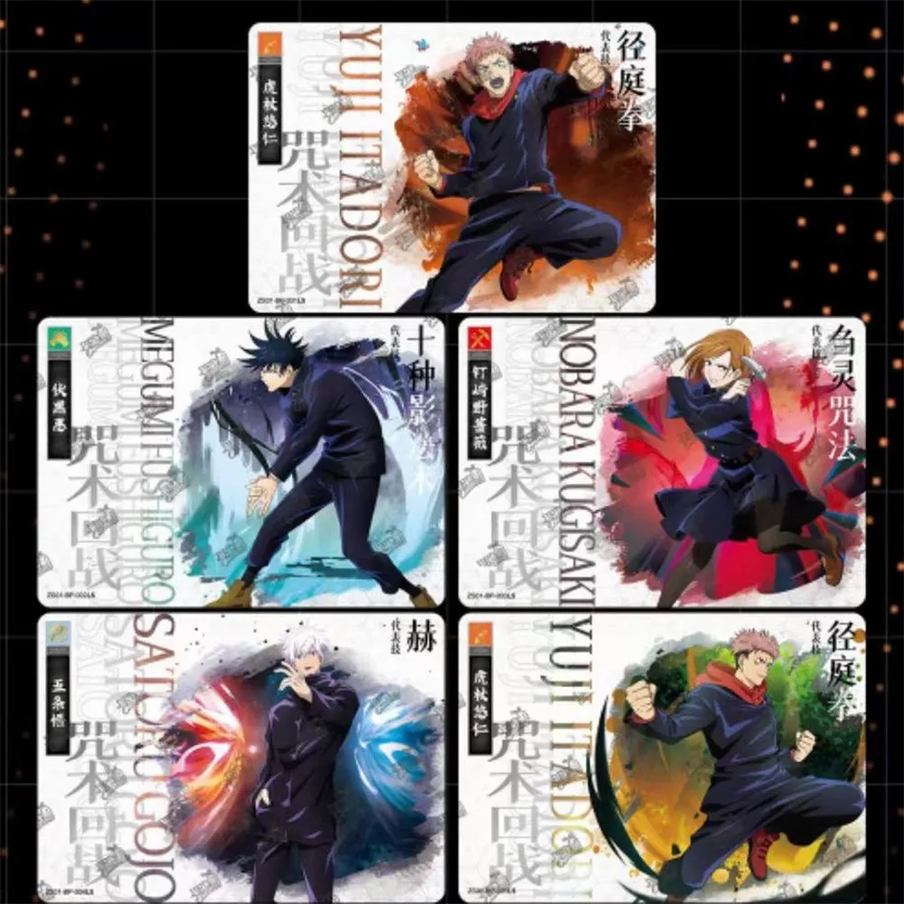 Nova caixa de cartão de coleção jujutsu kaisen, conjunto de personagens de anime, cartão raro flash ssr, edição de luxo, brinquedos de jogo de