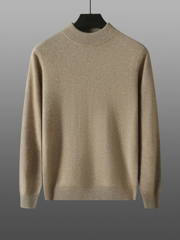 Aliselet 100% Cashmere maglione uomo Mock-neck Basic Pullover autunno inverno morbido comodo fondo maglieria in Cashmere top di alta qualità