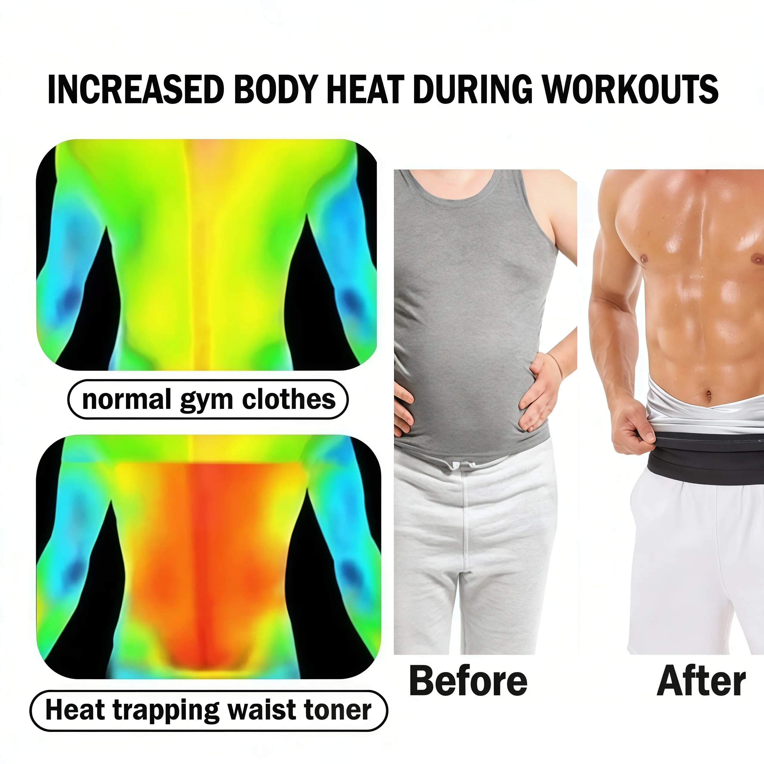 1 Stück Taillengürtel Sauna-Schweißgürtel für Männer, Neoprenfreier Taillentrimmer, Schlankheits-Workout-Körperformer Bauchwickel – Detail 11