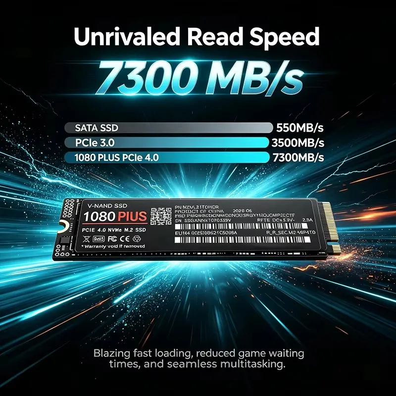 Gaming M.2 NVMe SSD 1080 PLUS PCIe 4.0 X4 7300MB/s TLC 3D NAND 2280 Internal Drive 500GB 1TB 2TB 4TB for PS5 Laptop Desktop PC