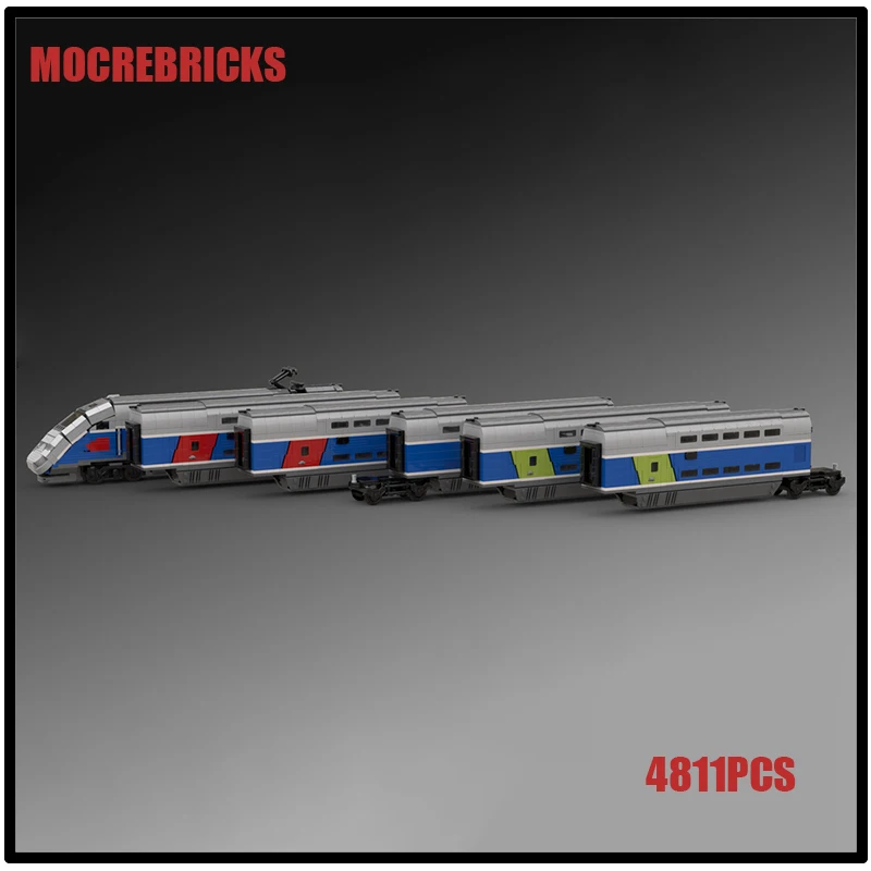 Treno proiettile urbano ad alta velocità Serie TGV Duplex Rail Locomotiva MOC Building Blocks Modello FAI DA TE Creativo Puzzle Bambini Mattoni Giocattoli