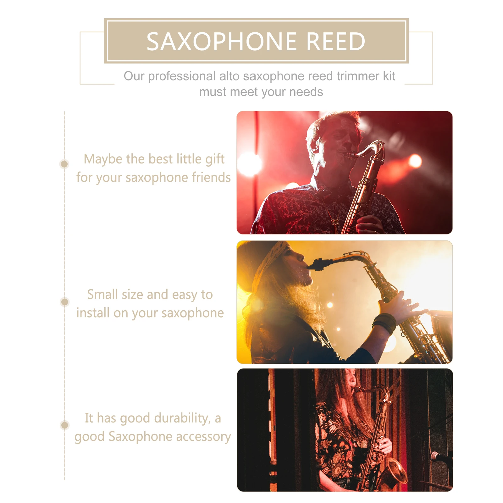 

Reed Trimmer Set Saxophone Tool Kit Instrument Repair Pocket Alto Woodwind Accessories Wooden Cushion Pad
