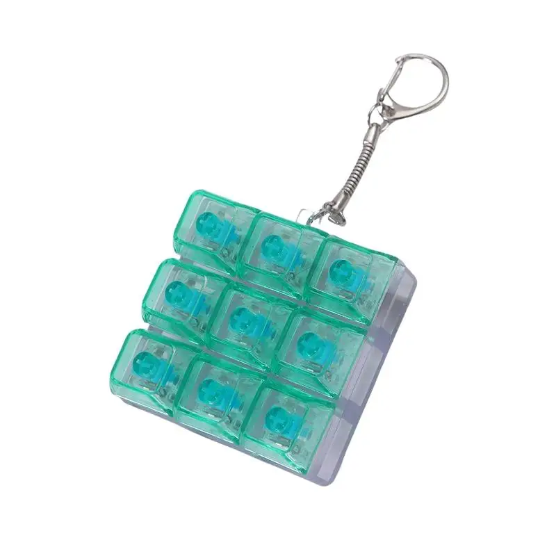 Fidget Keyboard Keychain Transparent Clickable Buttons Mini Pocket Stress Reliever for Students School Time Anxiety Relief
