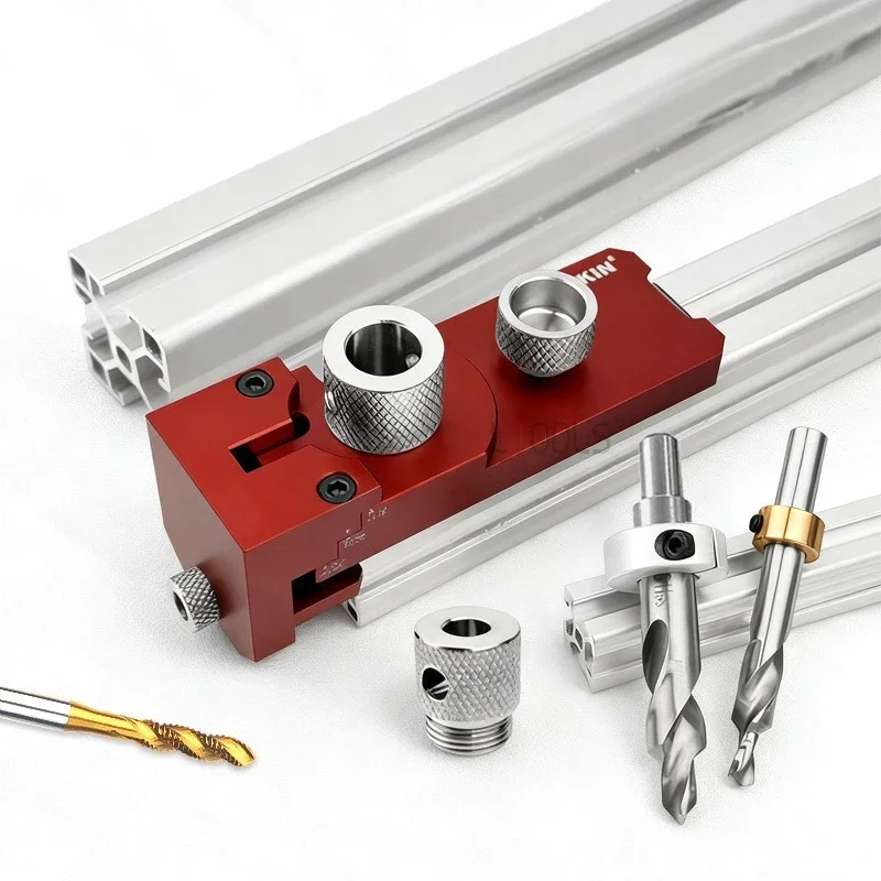 2in1 Aluminum Profile Punch Set Aluminum Alloy Positioning Tool Multi Specification Drill Sleeve Tapping Device with Limit Block