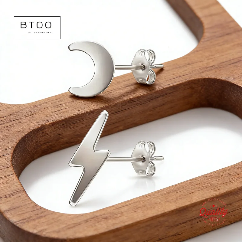 

Moon Stud Earrings 925 Sterling Silver Lightning Stud Earrings Ear Stud Wholesale Bulk DIY Jewelry Findings Boho Women Earrings