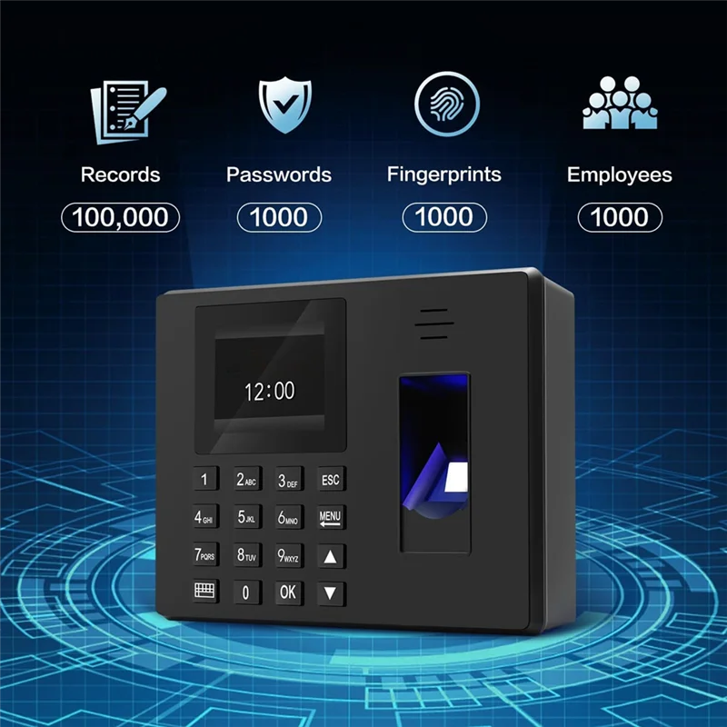 SQPP-Fingerprint Clock Finger Scanning And PIN Punch In One, No Monthly Fee Deduction Lunch Time Editor Lacks Punch