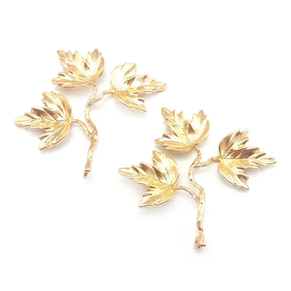 10PCS 35x41MM High Quality Champagne Gold Color Brass Maple Leaf Charms Pendants Jewelry Making Diy Findings Accessories