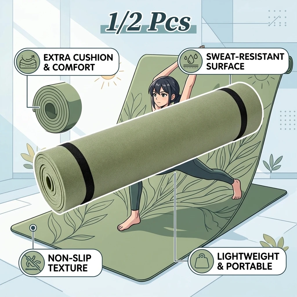 Pilates Yoga Matte - 1/2Pcs Thick Yoga Mat Anti-skid Sports