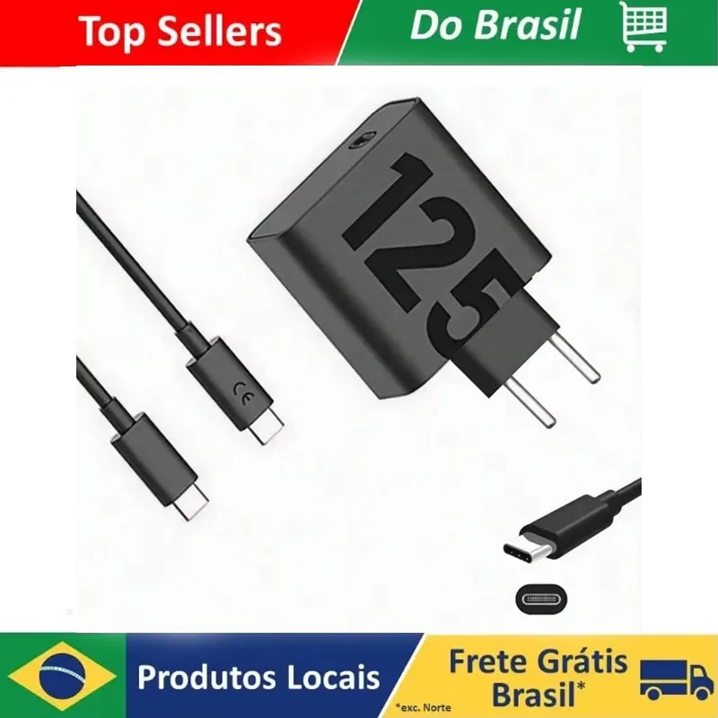 Brazil New 125W Turbo Fast Charger  EU Plug Wall Power Adapter 100CM USB C To Type C Cable