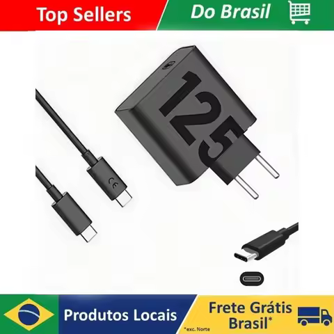 Novo Carregador Turbo Rápido de 125W para o Brasil, Adaptador de Energia de Parede com Plugue EU, Cabo USB C para Tipo C de 100CM