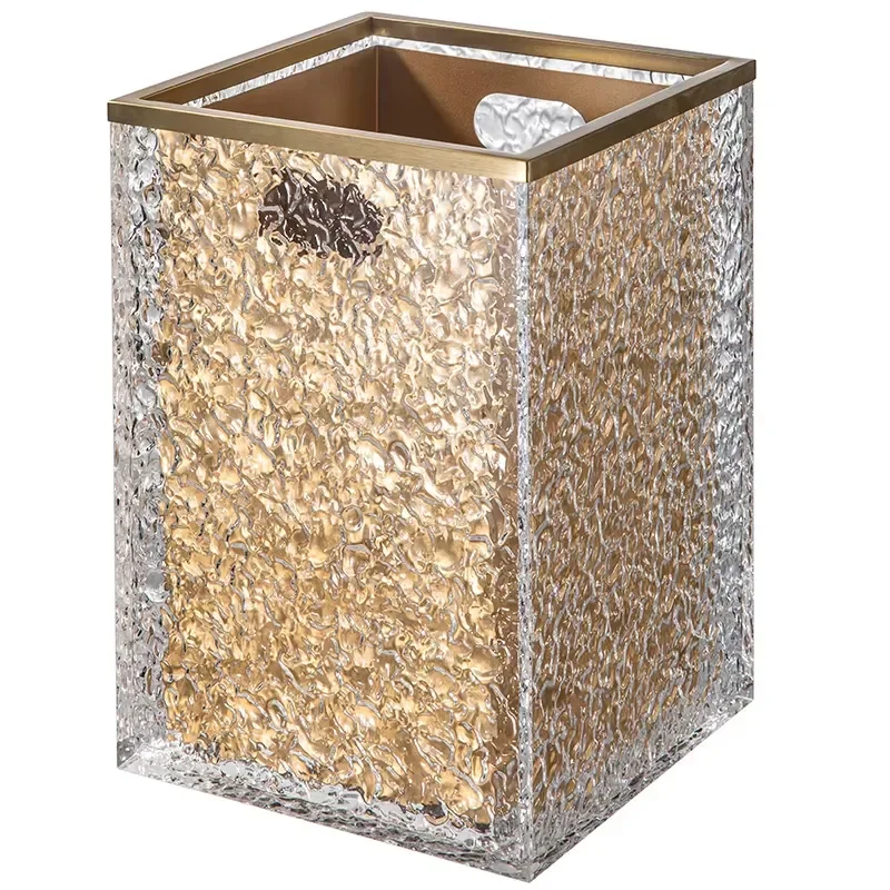 Luxury 304 Stainless Steel Gold Trash Can Double Layer Metal Waste Bin for High End Hotel Custom Wholesale Decorative Dustbin