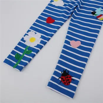 Girls' Striped Leggings with Bee Embroidery | Slim Cotton Blend Pants 6 Jumping Meters New Arrival Girls Leggings Pant With Bee Embroidery Fashion Stripe Kids Skinny Pants Toddler Kids Pencil Pant 6