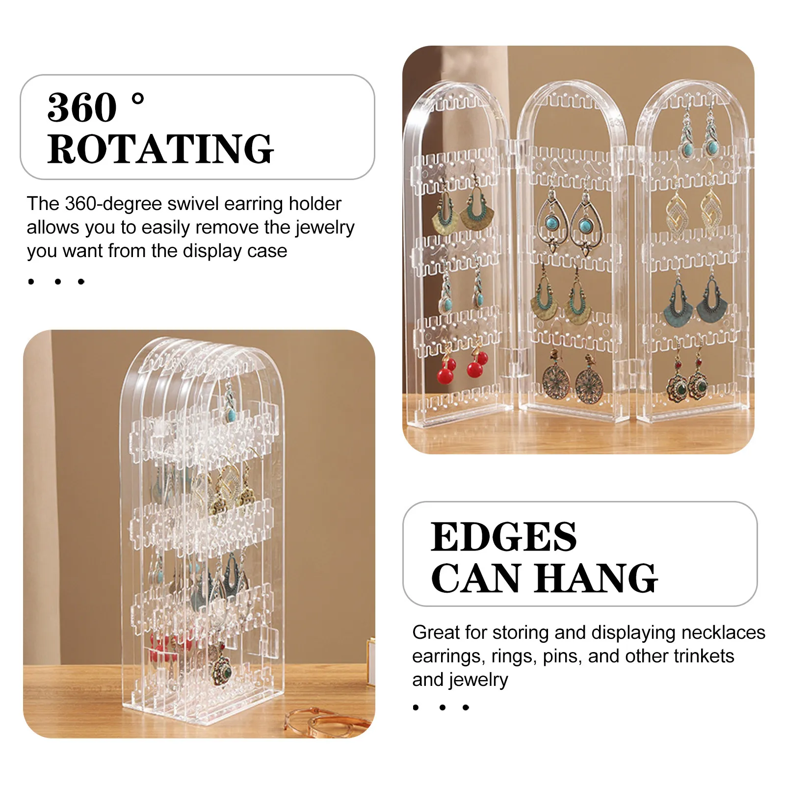 

Acrylic Earring Display Stand Foldable Jewelry Holder Organizer for Earrings Necklace Desktop Storage Rack Clear Jewelry Holder