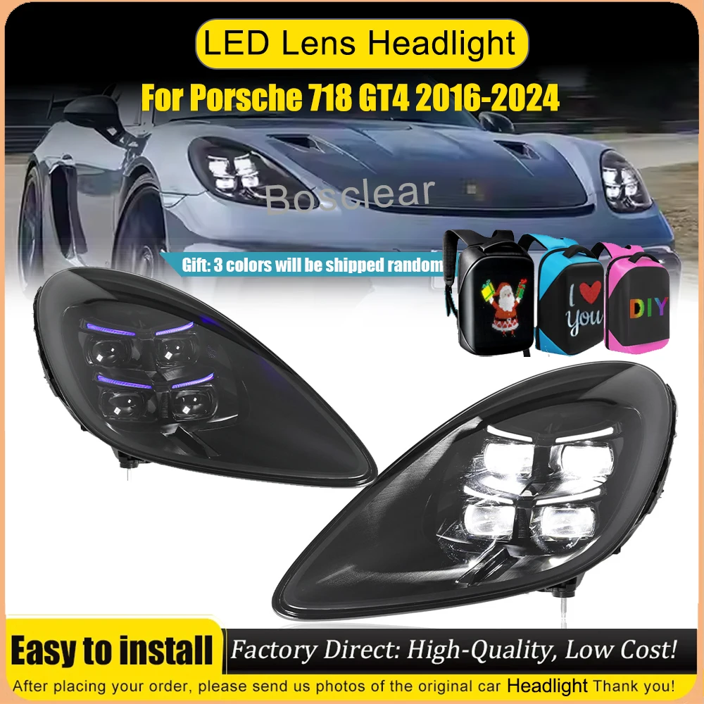 

Автомобильные фары для Porsche 718 2016 2017 2018 2019 2020-2024 в сборе 982 Cayman Boxster модифицированные светодиодные матричные фары