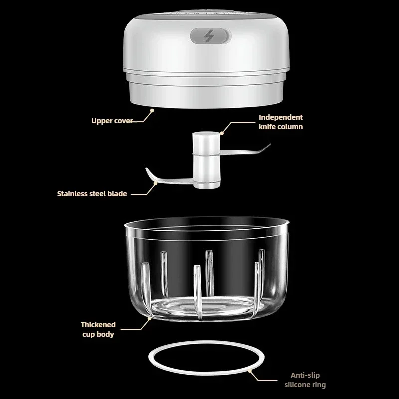 Electric Mini Garlic Chopper 100/250ML USB Vegetable Onion Chopper baby food processor Portable Small Food Processor view 5