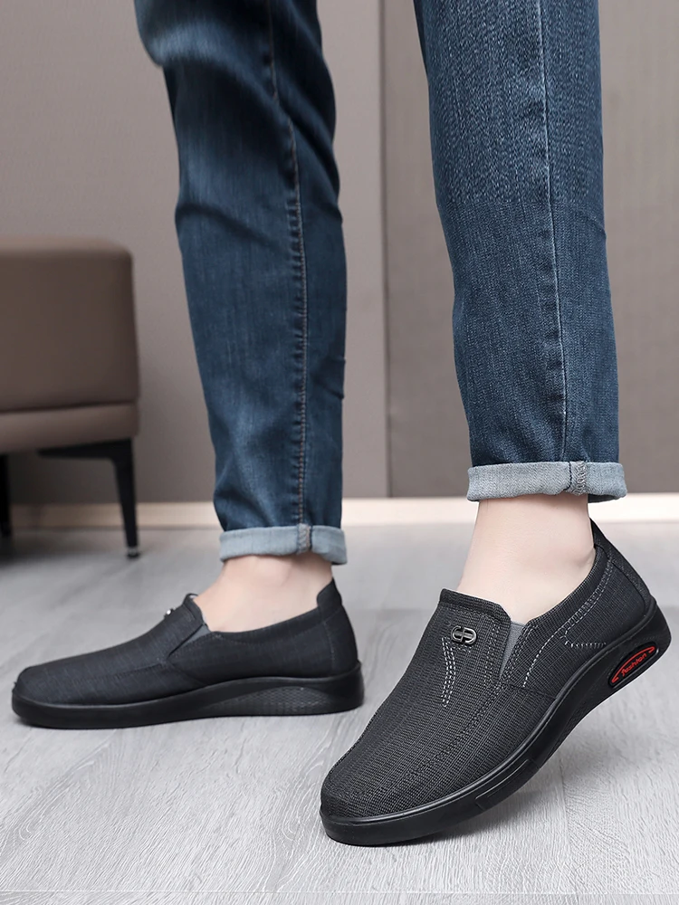 men casual middle-aged elderly fathers spring autumn single shoes soft soles lightweight non slip loose and comfortable