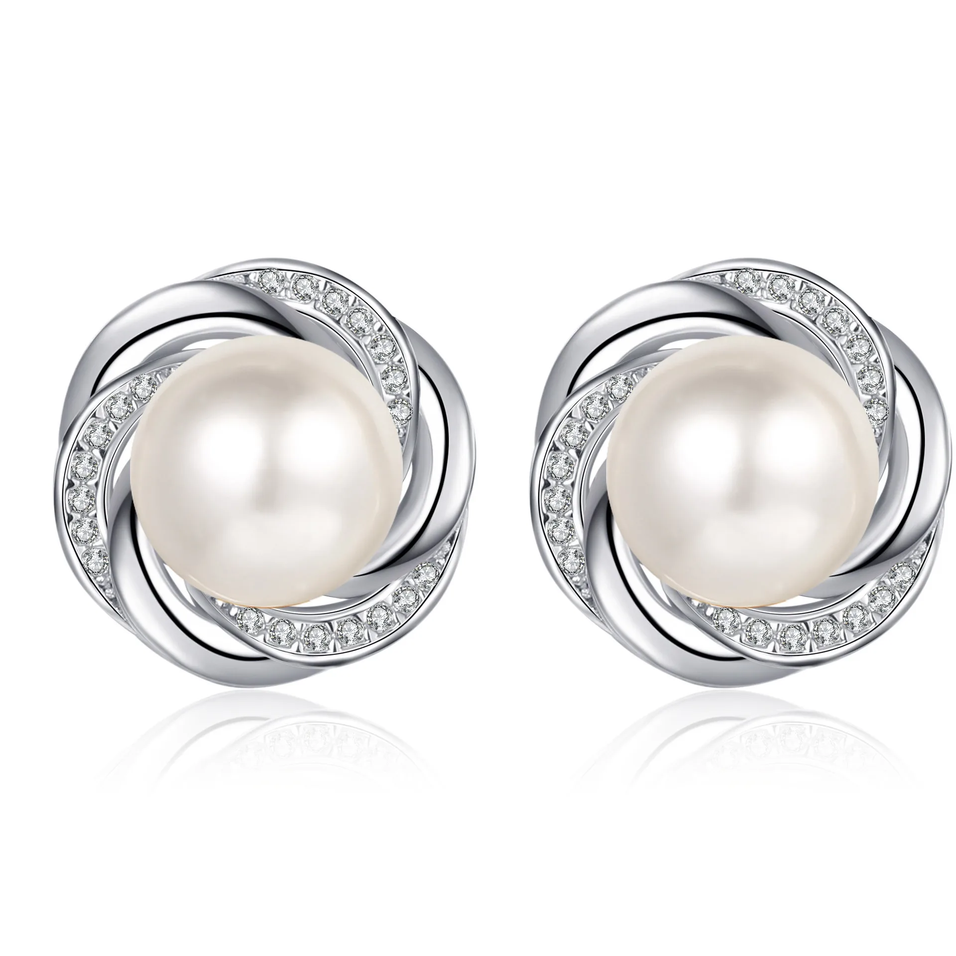 

Women's Earrings Natural Flawless 8mm Freshwater Pearl Moissanite Stud Earrings Female 925 Sterling Silver Jewelry 0.168ct