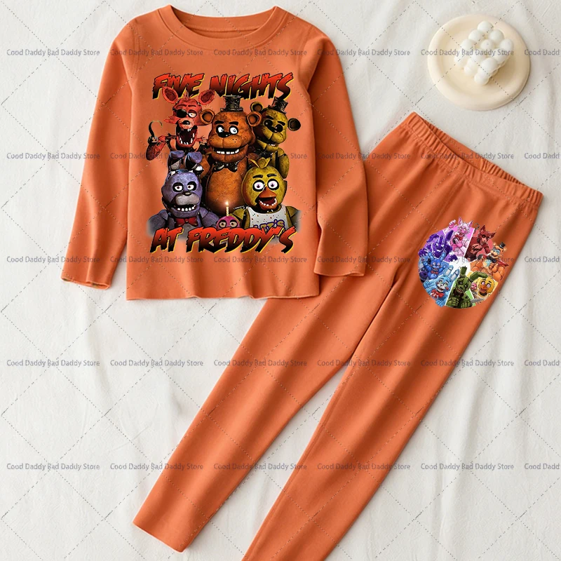 أطقم بيجامات FNAF للأطفال شتوية من الصوف المخملي خمس ليالٍ في فريدي ملابس نوم دافئة بأكمام طويلة وسراويل تناسب ملابس من قطعتين #3