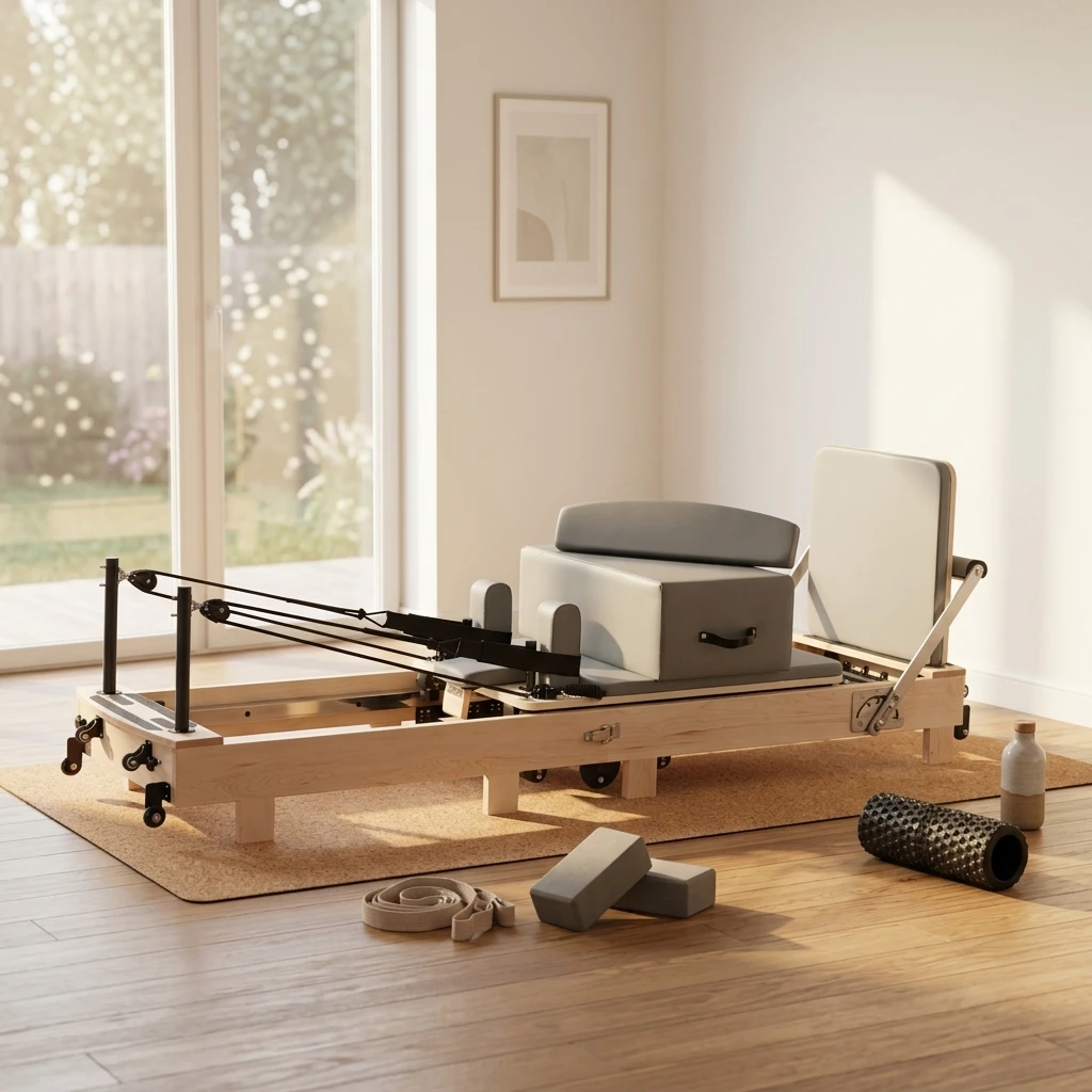 Customized Maple Wood Folding Reformer with Universal Wheels Commercial Studio / Home Yoga Training Classic Pilates Reformer