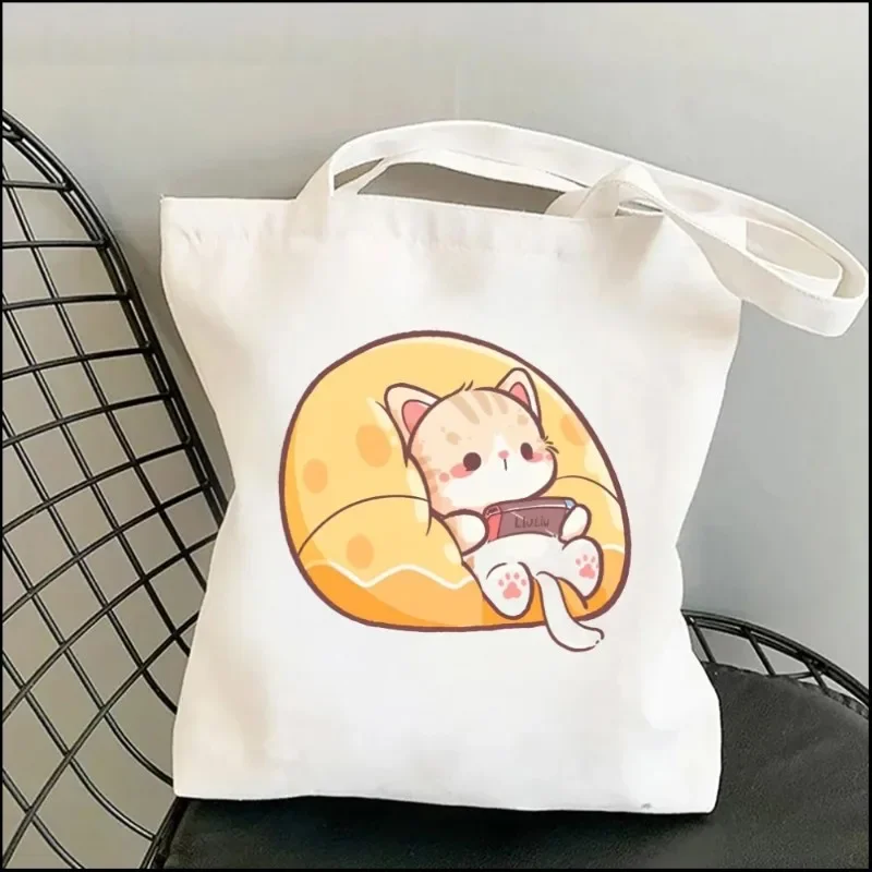 Lovely Harajuku Cat Women Shoulder Bags Kawaii Shopper Shopping Canvas Bag Shoulder Bag Fashion Girl Handbags