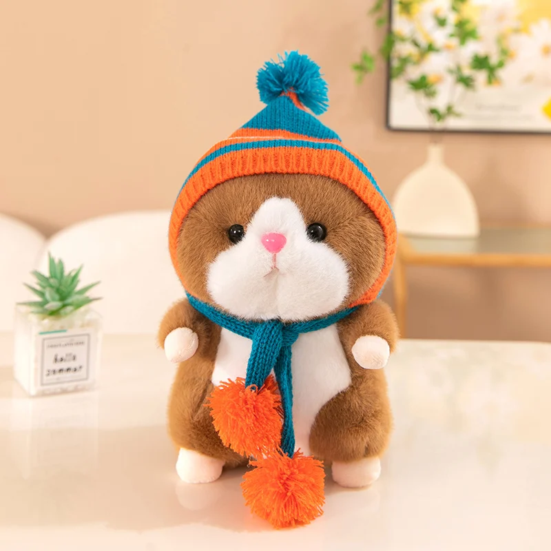 Hamster Wear et chapeau en peluche pour la décoration de la maison, oreiller de sommeil doux, coussin de canapé animal mignon, overd'inde, cadeau d'anniversaire, 25 cm, 30cm