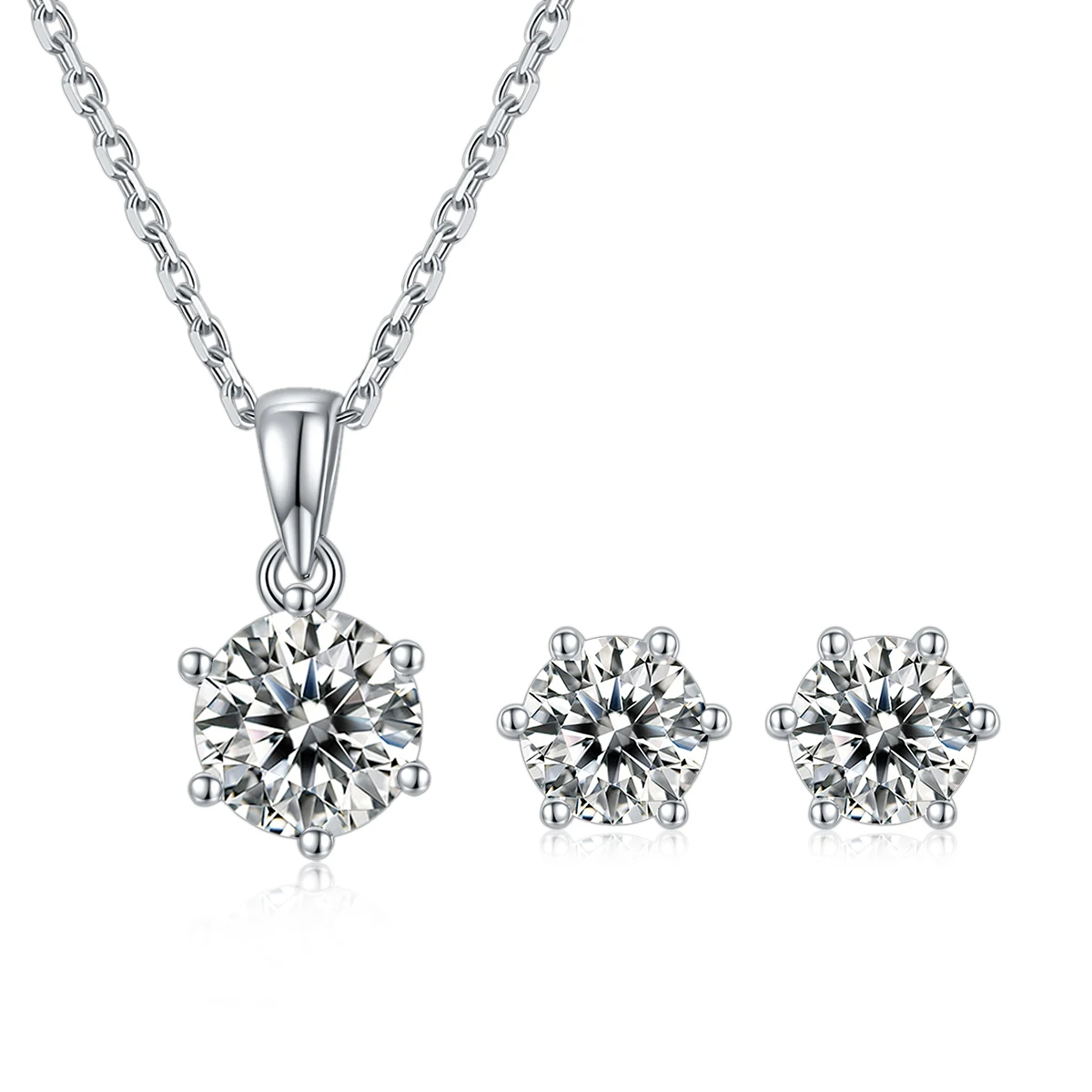 

GEM'S BALLET Moissanite Jewelry Set 585 14K 10K 18K Gold 925 Silver Moissanite Diamond Solitaire Pendant Necklace Earrings Set