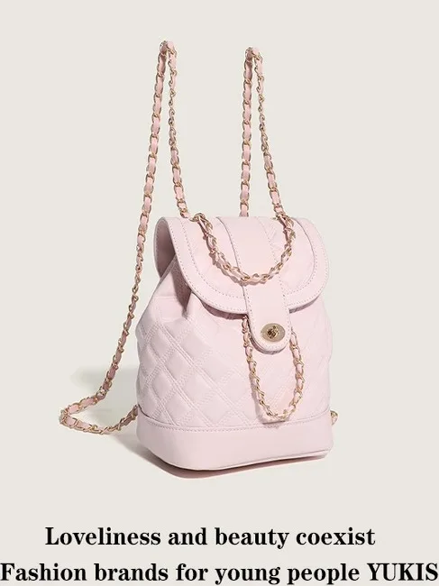 Mochila de Mujer a la Moda para el Verano 2025, con Cadena de Diamantes, Doble Correa para Hombro, Bolso de Mano de un Solo H...