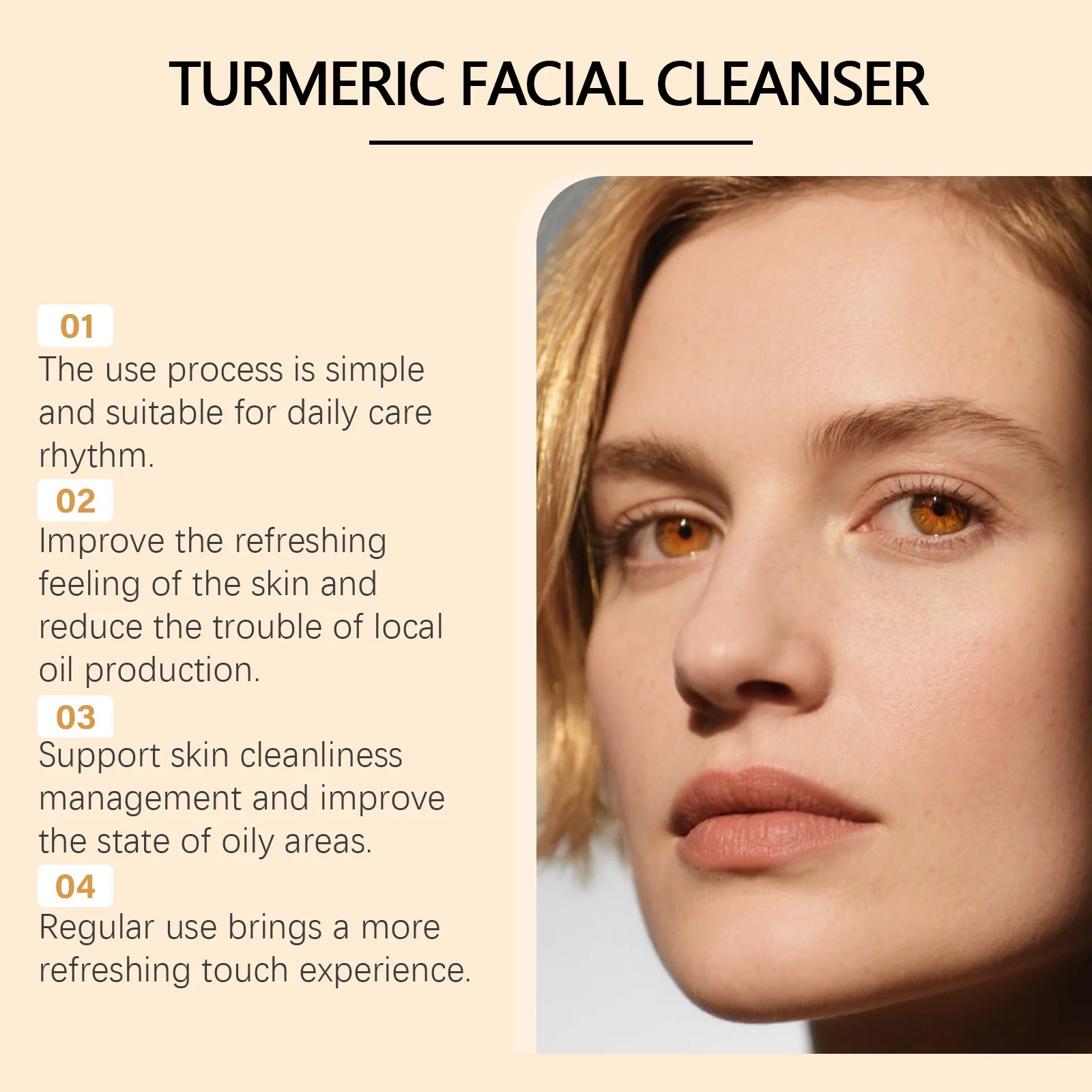 Turmeric Cleansing Mousse Deep Cleaning Prevent Pore Blockage Reduce Acne Relieve Dirt Refreshing Exfoliating Facial Cleanser view 4