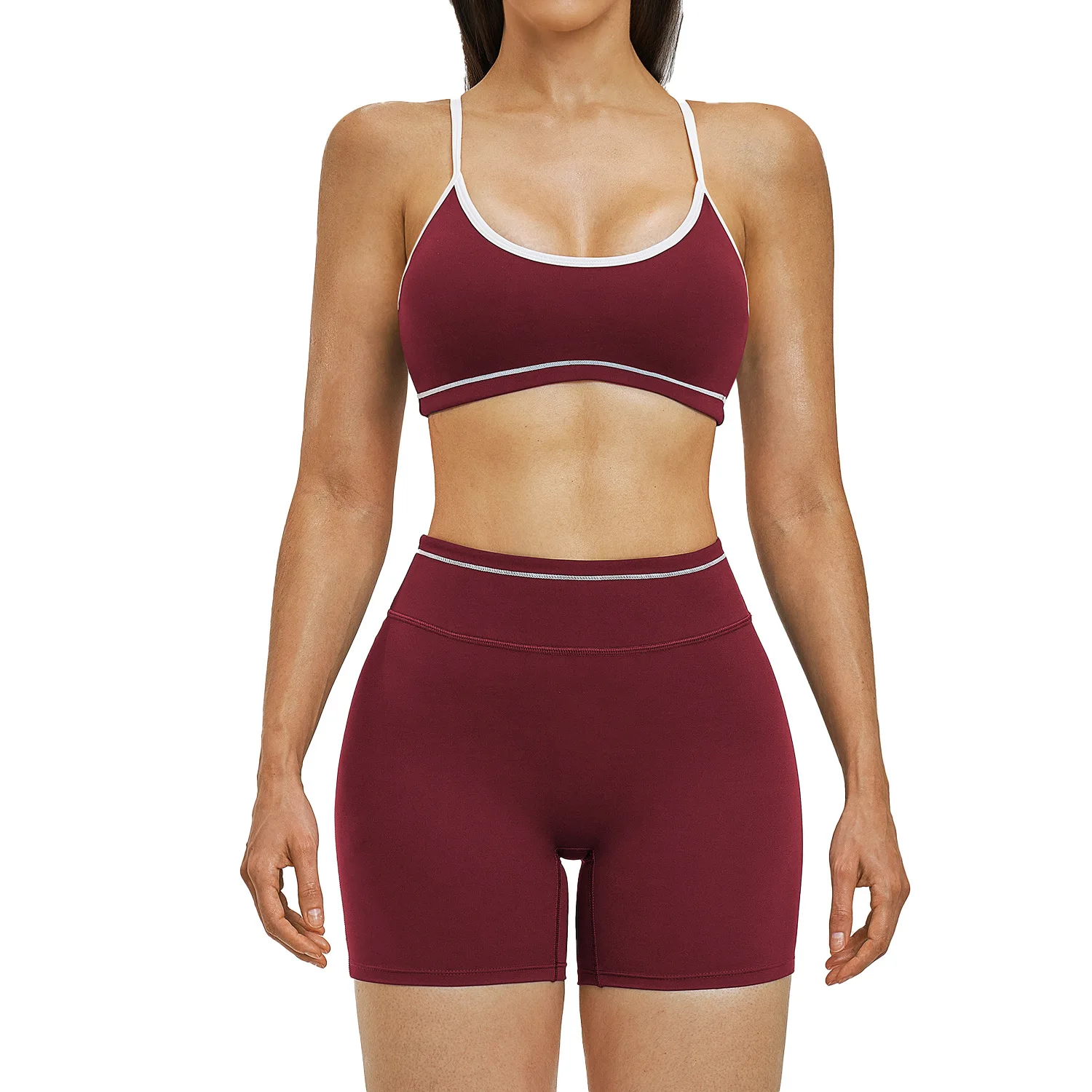 Maxdutti Yoga Set, Color Blocking, Beautiful Back, Quick Drying, Fitness Set, Outdoor Running And Sports Set Woman Clothes