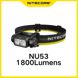 NITECORE NU53 USB-C Reflektor z akumulatorem 8 diod LED NiteLab UHE 1800 lumenów Wbudowana latarka czołowa z akumulatorem 6000 mAh