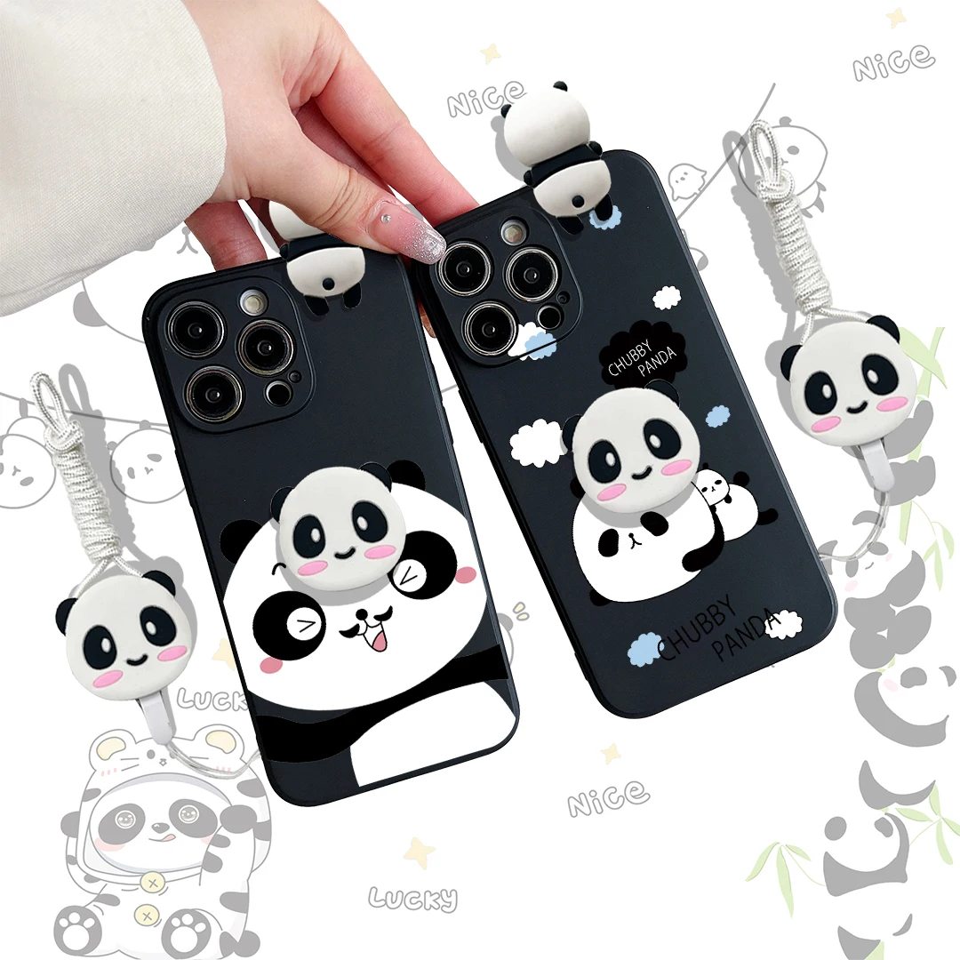 Funda con soporte y cuerda para Samsung Galaxy, S7, S8, S9, S10, S20, S21, S22, S23, S24 Plus, Ultra FE Winking Panda