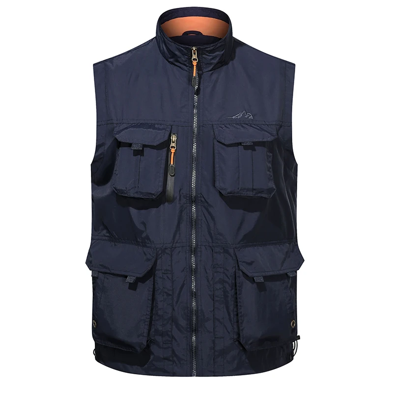 Men\'s Vest Coat Photographer Waistcoat Tool Many Pocket Mesh Work Sleeveless Fleece Warm Jacket Male Brand Quality 6XL