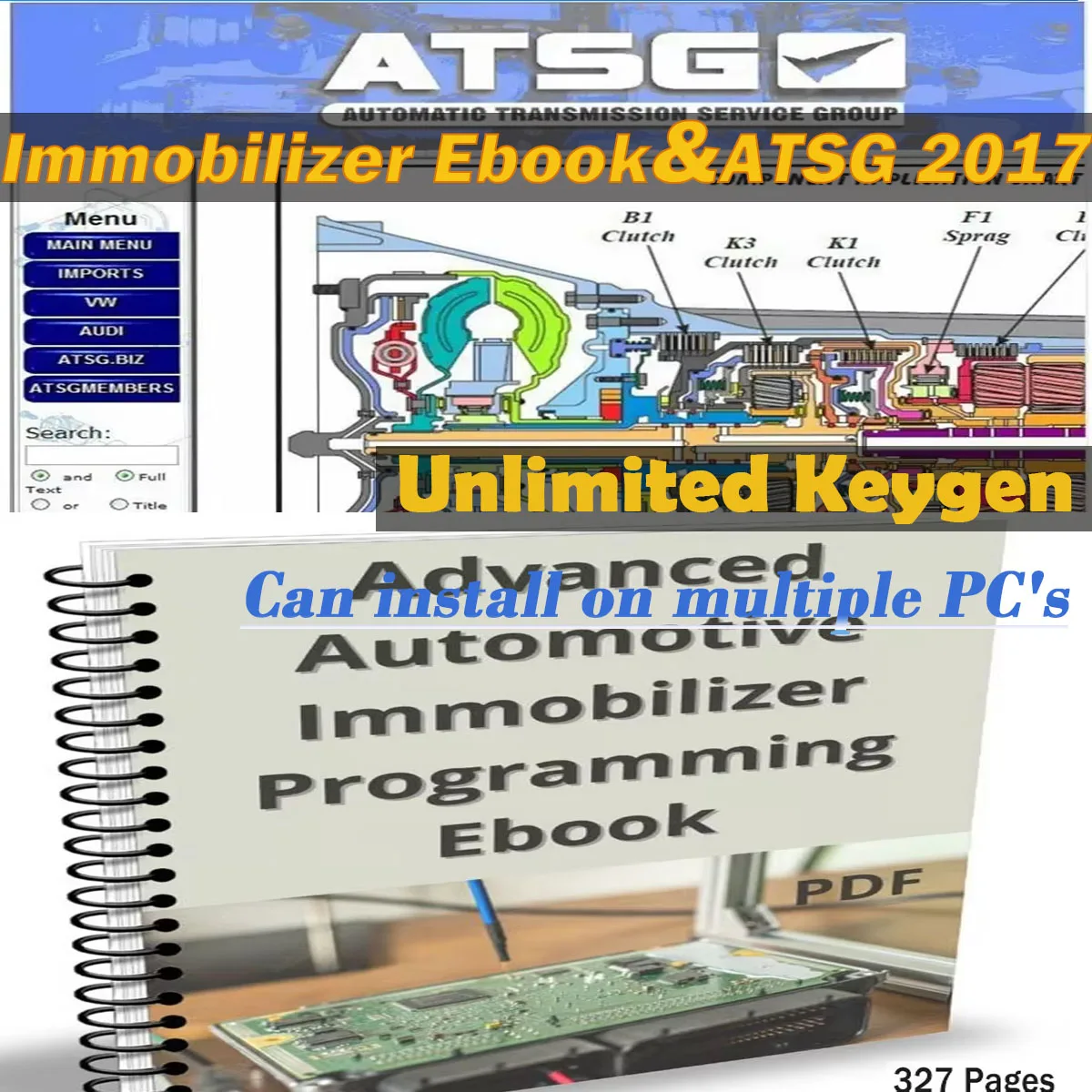 Yeni ATSG 2017 İletim Bakım Grubu Yazılımı ve Gelişmiş Otomotiv İmmobilizer Programlama Ebook 327 Sayfa PDF ECU Aracı