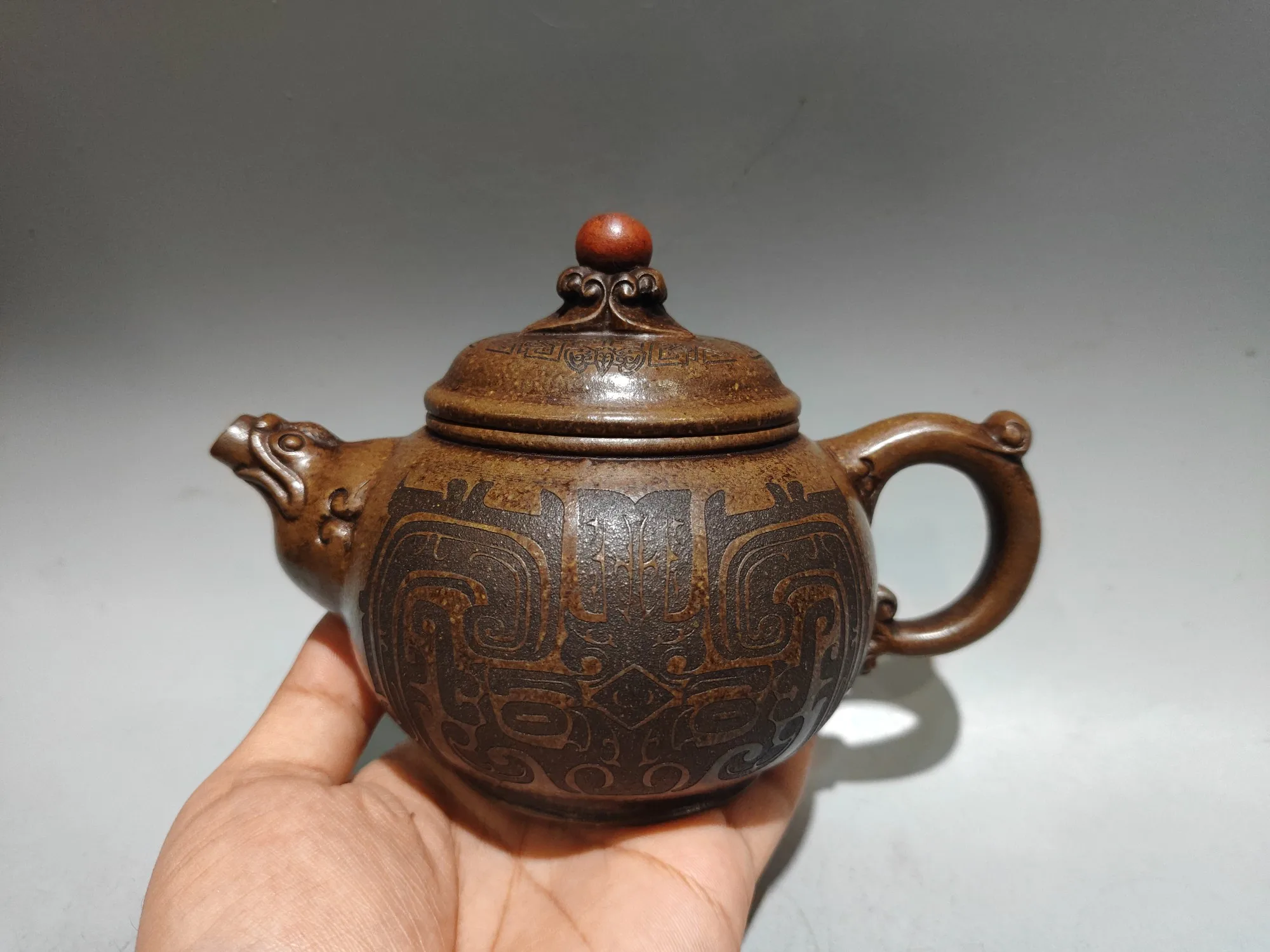 Yixing Teapot Purple Clay Pot Spherical cover Beast Mouth Pot Good luck is at hand Kettle  Teapot Pot Tea Tasting Tea Ceremony