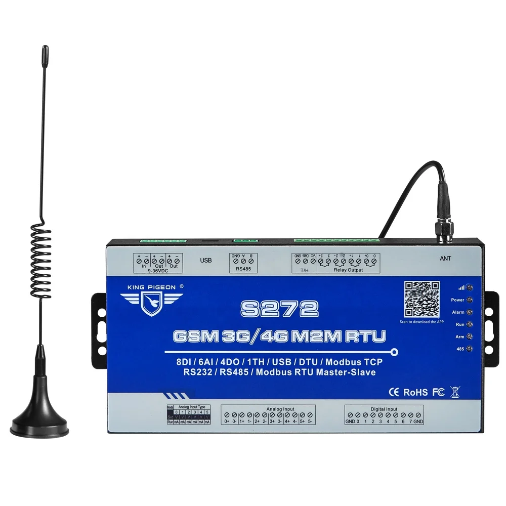 GSM Cellular IoT Modbus RTU Monitoring Operates I/O ports SMS, APP, Web Server Remote Switch