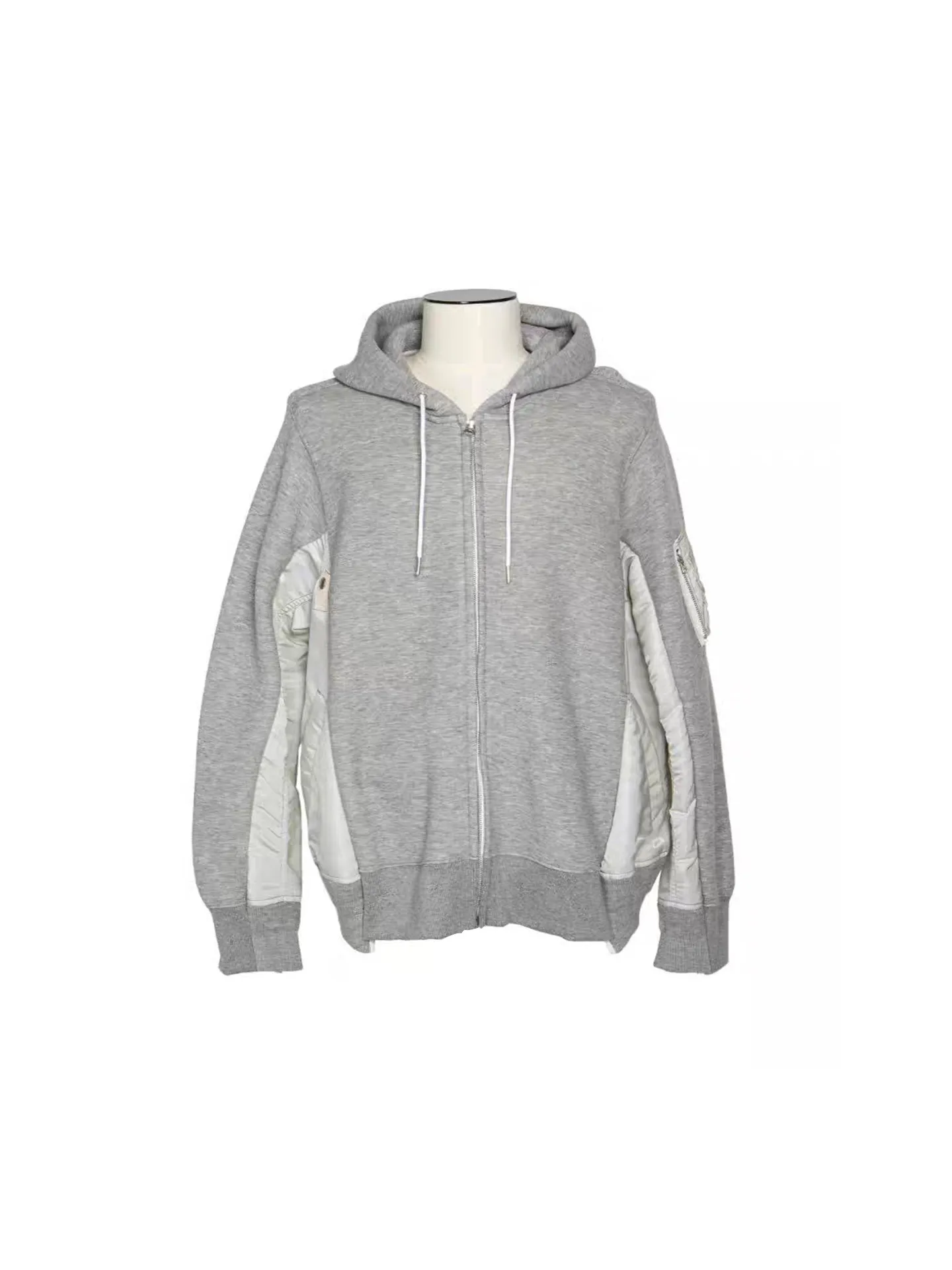 

26SS Japanese Style Patchwork Contrasting Design Loose Cardigan Hooded Sweatshirt for Men and Women