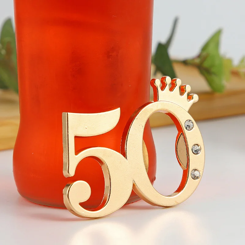 

60PCS New 50 Point Diamond Crown Digital Bottle Opener Gift Advertisement Alloy Beer Golden Wedding Bottle Opener