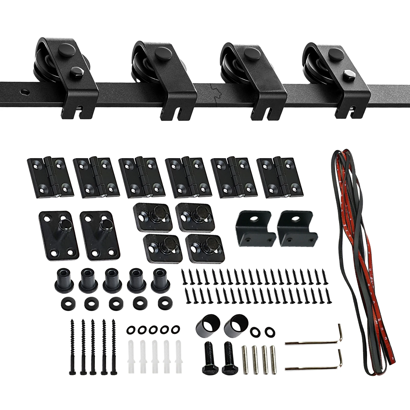 70 Zoll T-förmiges Scheunentor-Hardware-Set, Schwerlast-Schiebetür-Schienensystem mit schwarzen Rollen, Leise und Sanft für Wohnzimmer und Zuhause – Detail 1