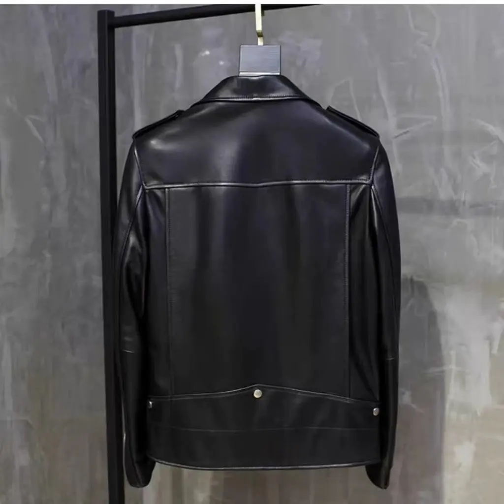 Chaqueta de cuero pequeña negra a la moda para mujer, chaqueta corta de PU para motocicleta, solapa coreana, prendas de vestir exteriores para primavera y otoño