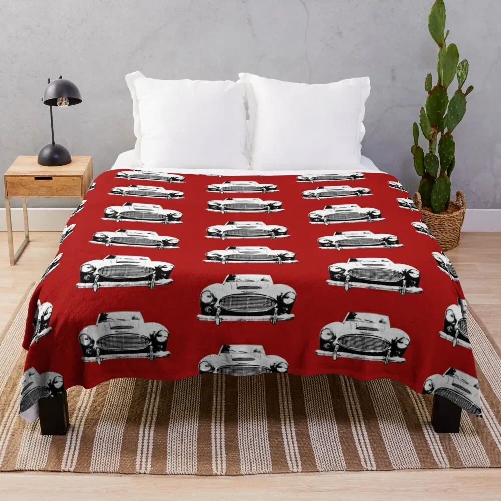 Austin Healey 3000 1960s British classic car monoblock black and white Throw Blanket Shaggy Vintage Soft Plush Plaid Blankets