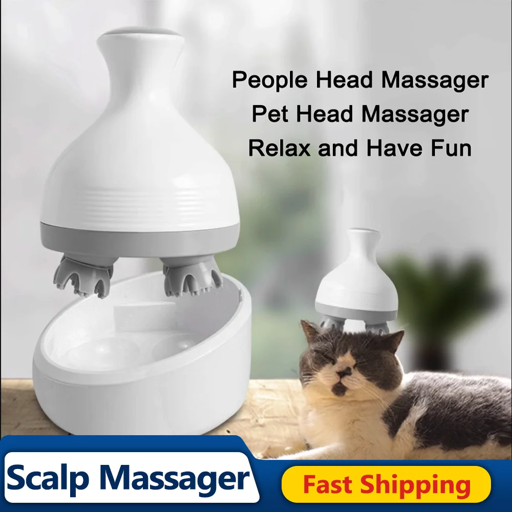 Electric Scalp Massager Head Massager, Scalp Body Deep Massage, Prevent Hair Loss, Relieve Stress, Rechargeable Cat and Dog