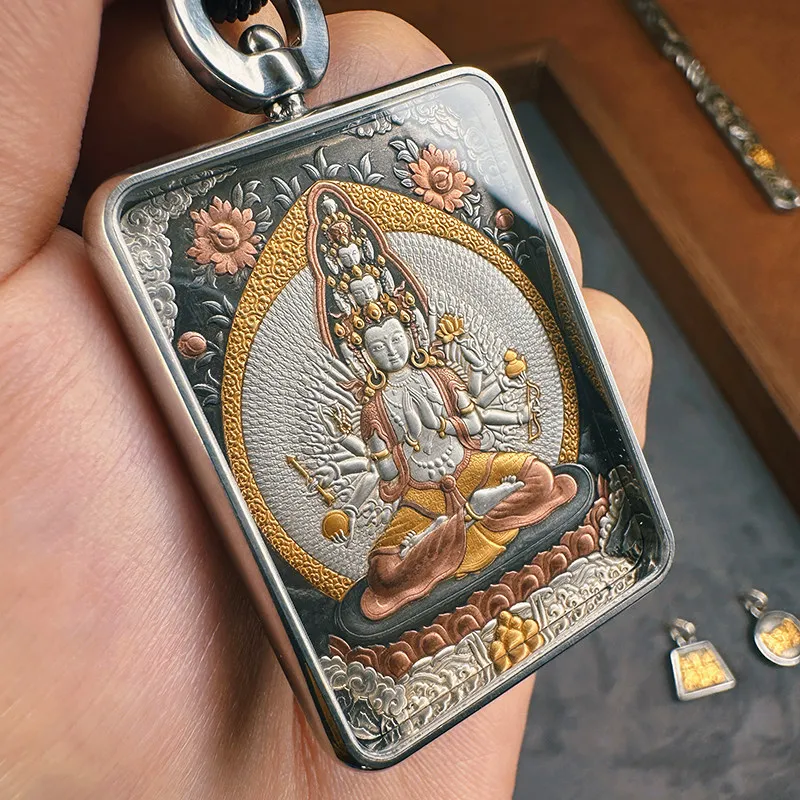 Thousand Hands Guanyin Handmade Iron Bone Craft Xizang Pendant Men's and Women's Necklace