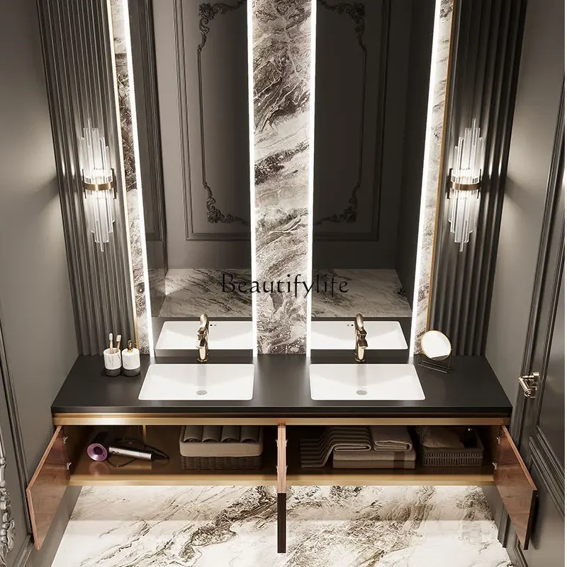 

**Villa French retro hotel wind bathroom cabinet combination double basin toilet washbasin basin