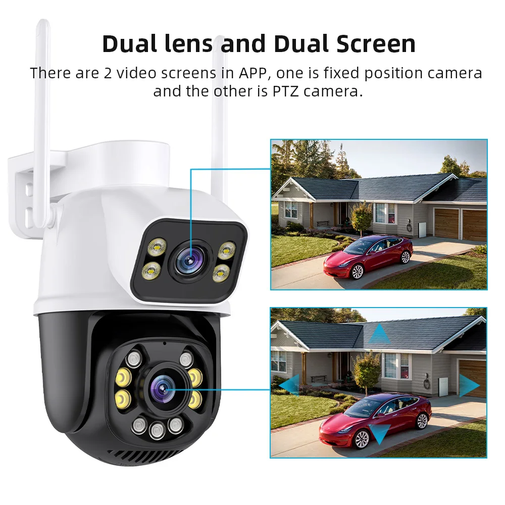 ICSee Wireless Surveillance Camera 4K IP Camera Outdoor Waterproof Wifi Security Camera CCTV Dual Lens Dual Lens Auto Track
