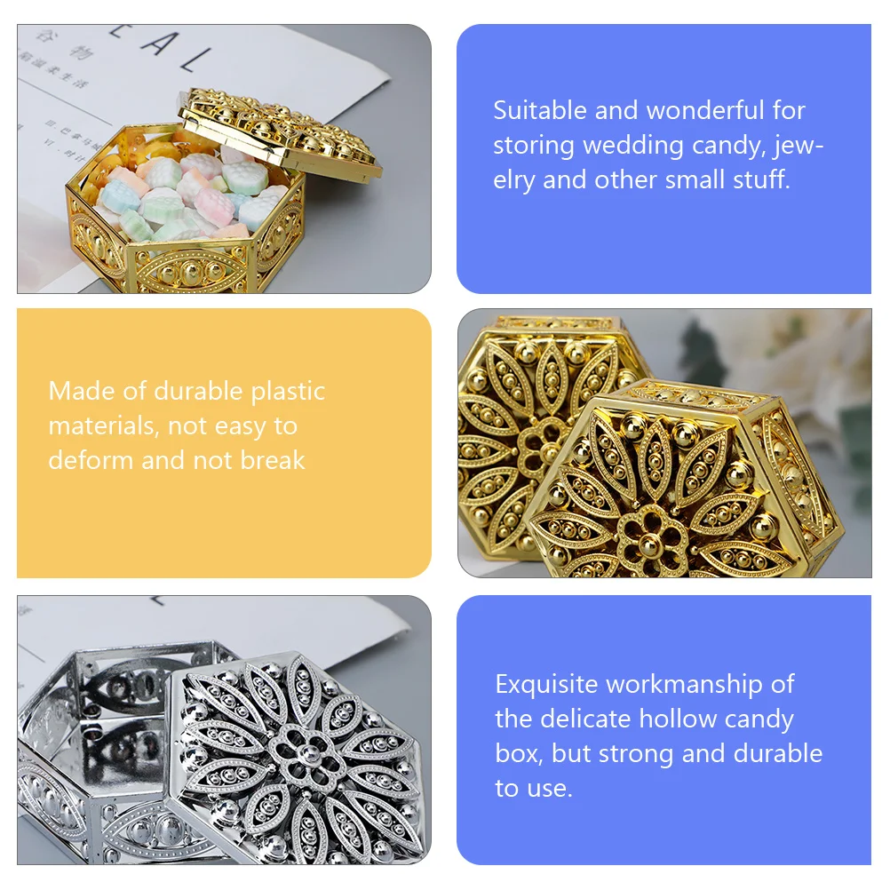 

6 Pcs Gift Boxes Wedding Favor Party Hexagonal Candy Portable Hollow for Plastic