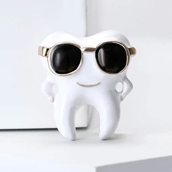 Enamel Cartoon Sunglasses Teeth Brooches for Women Unisex Dentist Pins Banquet Party Jewelry Accessories Gifts