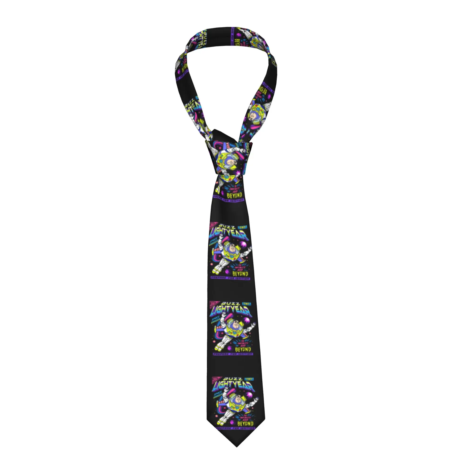 

Формальный галстук «История игрушек» с Баззом Лайтером для мужчин, шелковый галстук на заказ с изображением космического рейнджера «В бесконечность и далее» для вечеринок